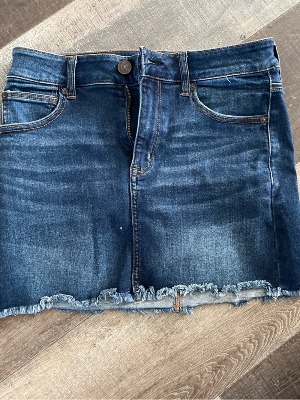 American eagle high rise Denim Mini Skirt - sz 10 Casual Frayed Hem